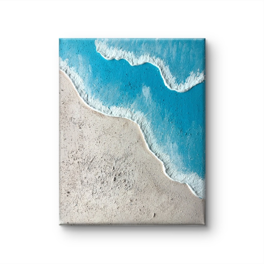 Papa Diouf Original Painting Ocean Wave Textured Beach Art 8x10 New